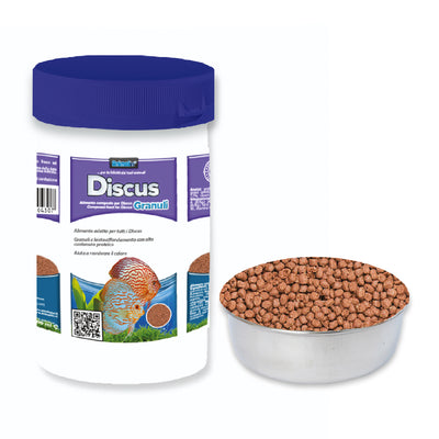 Mangime in granuli per pesci Discus ad alto contenuto proteico con astaxantina, granuli da 1,2 mm a lento affondamento