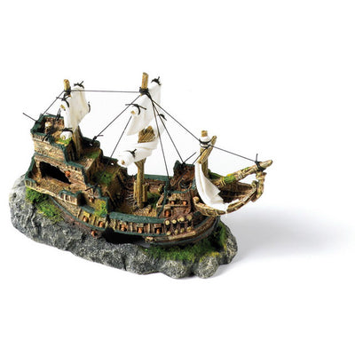 Decorazione galeone con vele per acquari, 33 x 13 x 23 cm, materiale sicuro atossico