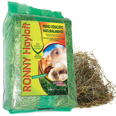 Fieno essiccato Ronny Hayloft per roditori, 1 kg, proveniente dagli alpeggi alpini italiani