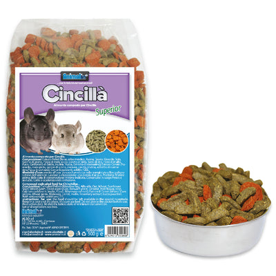 Mix Cincillà Superior in estrusi pellet e carote, alimento completo per cincillà, confezione 500 g