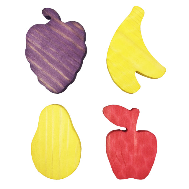 Set di 4 legnetti naturali per roditori con frutta, ideali per conigli e cavie