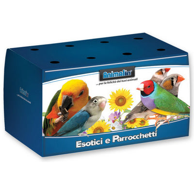 Trasportino in cartone con rivestimento PVC per esotici e parrocchetti, 16x9x10 cm