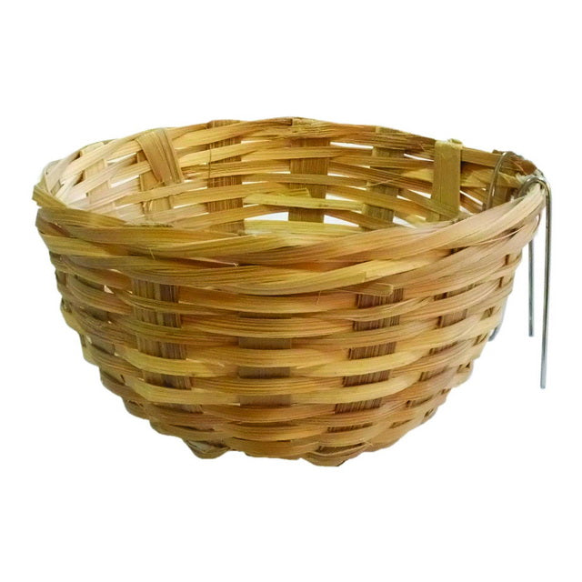 Nido in bamboo naturale con gancio per uccelli, diametro 10 cm