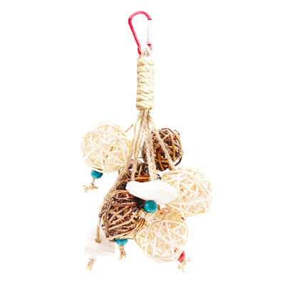 Gioco in rattan con ossi di seppia per uccelli, 20 cm, per benessere becco e ossa