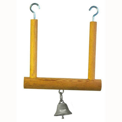 Altalena in legno con campanella per uccelli, dimensioni 12,5 x 19 cm