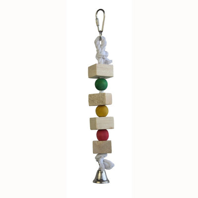 Gioco bird in legno e corda con campanella, 2,5 x 30 cm, per uccelli in gabbia
