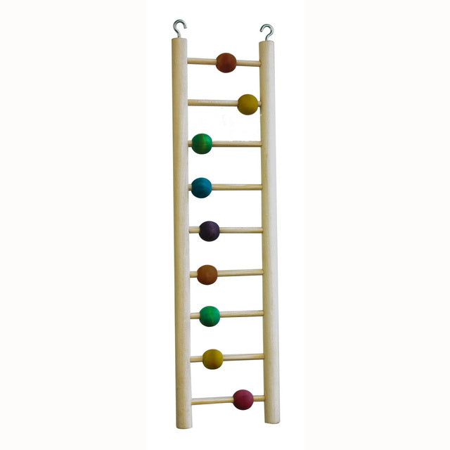 Scaletta in legno con palline colorate per uccelli, 9,5 x 38 cm, gioco di arrampicata naturale