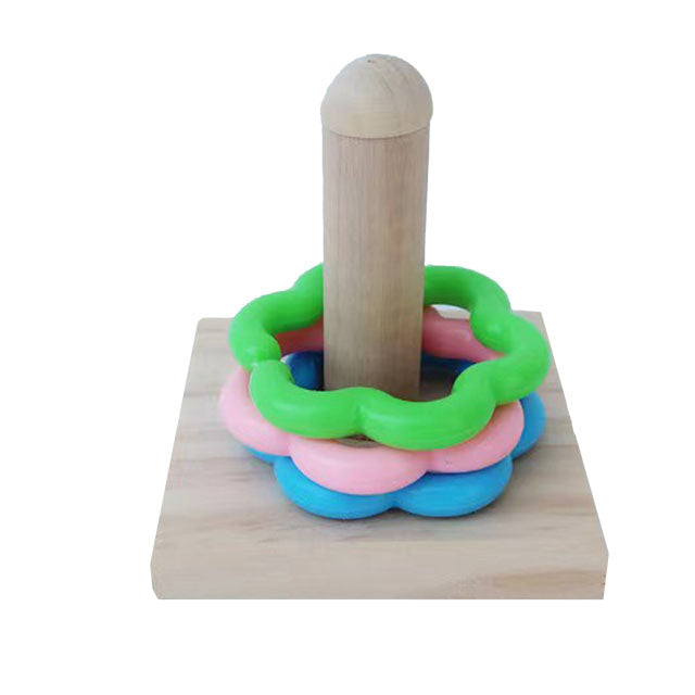 Gioco bird smart addestramento anello plastica 8 cm con base legno naturale per uccelli