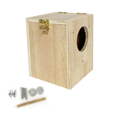Nido in legno per cocorite, dimensioni 12x12x15 cm, rifugio naturale per uccelli da gabbia