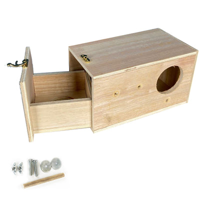 Nido in legno per Diamante Gould con camera interna, dimensioni 12x22x12 cm
