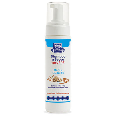 Shampoo mousse secco per cani e cuccioli, flacone da 200 ml senza gas propellenti