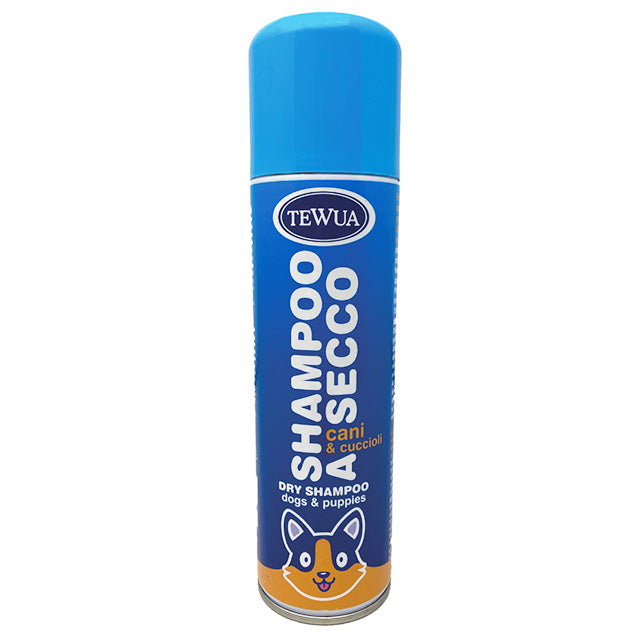 Shampoo a secco spray per cani e cuccioli, flacone aerosol da 250 ml con propellente ecologico