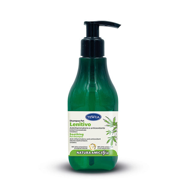 Shampoo lenitivo antiossidante con canapa biologica per cani e gatti, flacone da 250 ml
