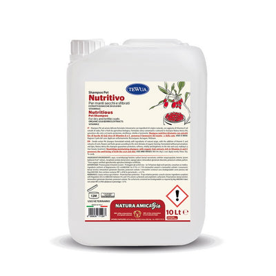 Shampoo nutritivo bacche goji e argan bio per cani e gatti, tanica 10 litri