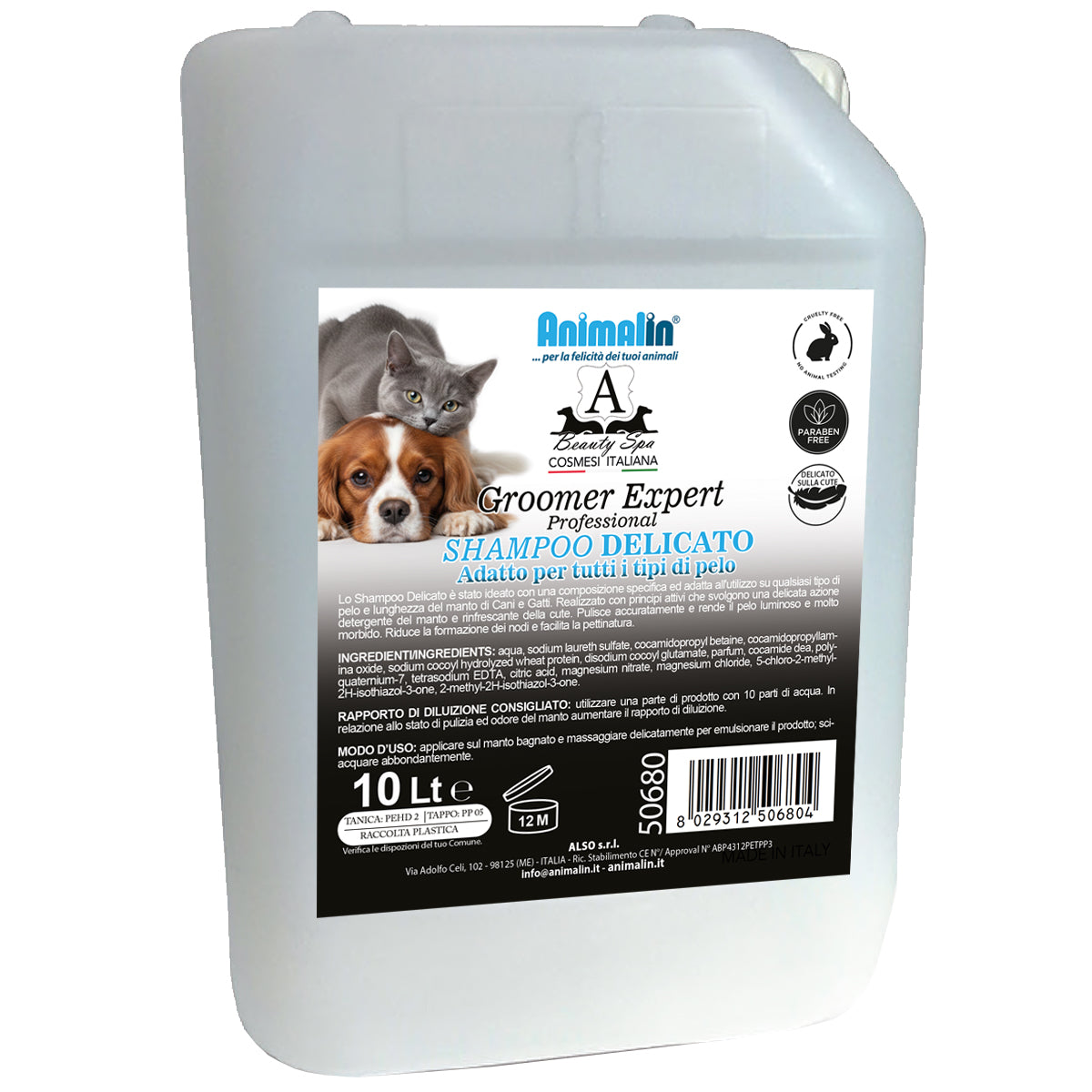 Shampoo professional delicato per cani e gatti tanica 10 litri, formula concentrata
