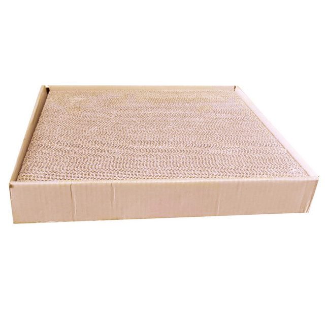 Tiragraffi in cartone per gatti con catnip naturale, dimensioni 34x24x3,5 cm, con cornice in plastica