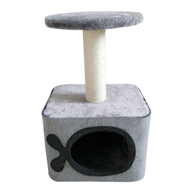 Tiragraffi per gatti con casa integrata, 35 x 27 x 60 cm, struttura resistente e rifugio confortevole