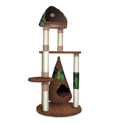 Tiragraffi per gatti Jungle con amaca integrata e giochi sospesi, struttura resistente per arrampicata e relax
