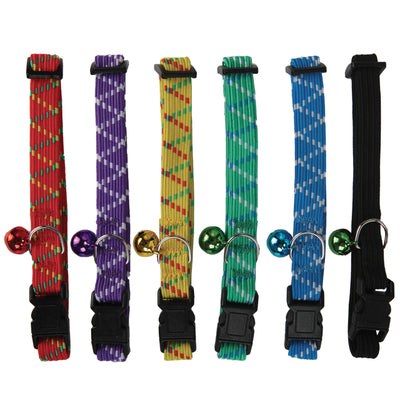 Collarino multicolor elasticizzato per gatto con campanello, 1 × 20–35 cm