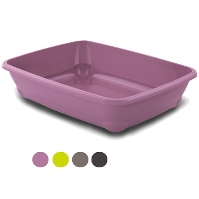 Lettiera Birba senza cornice per gatti, in plastica resistente con bordo rialzato e piedini antiscivolo