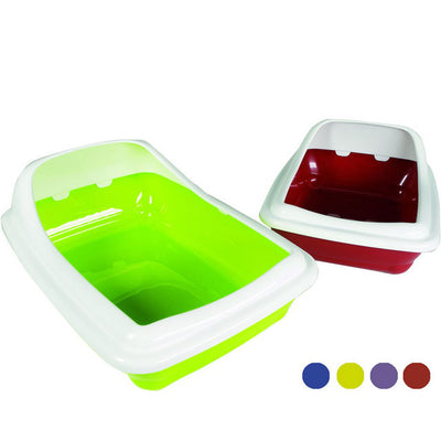 Lettiera per gatti con cornice rialzata Birba, vasca in plastica robusta con bordo contenitivo