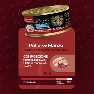NATURYMI HFC POLLO CON MANZO IN ACQUA DI COTTURA 80 GR