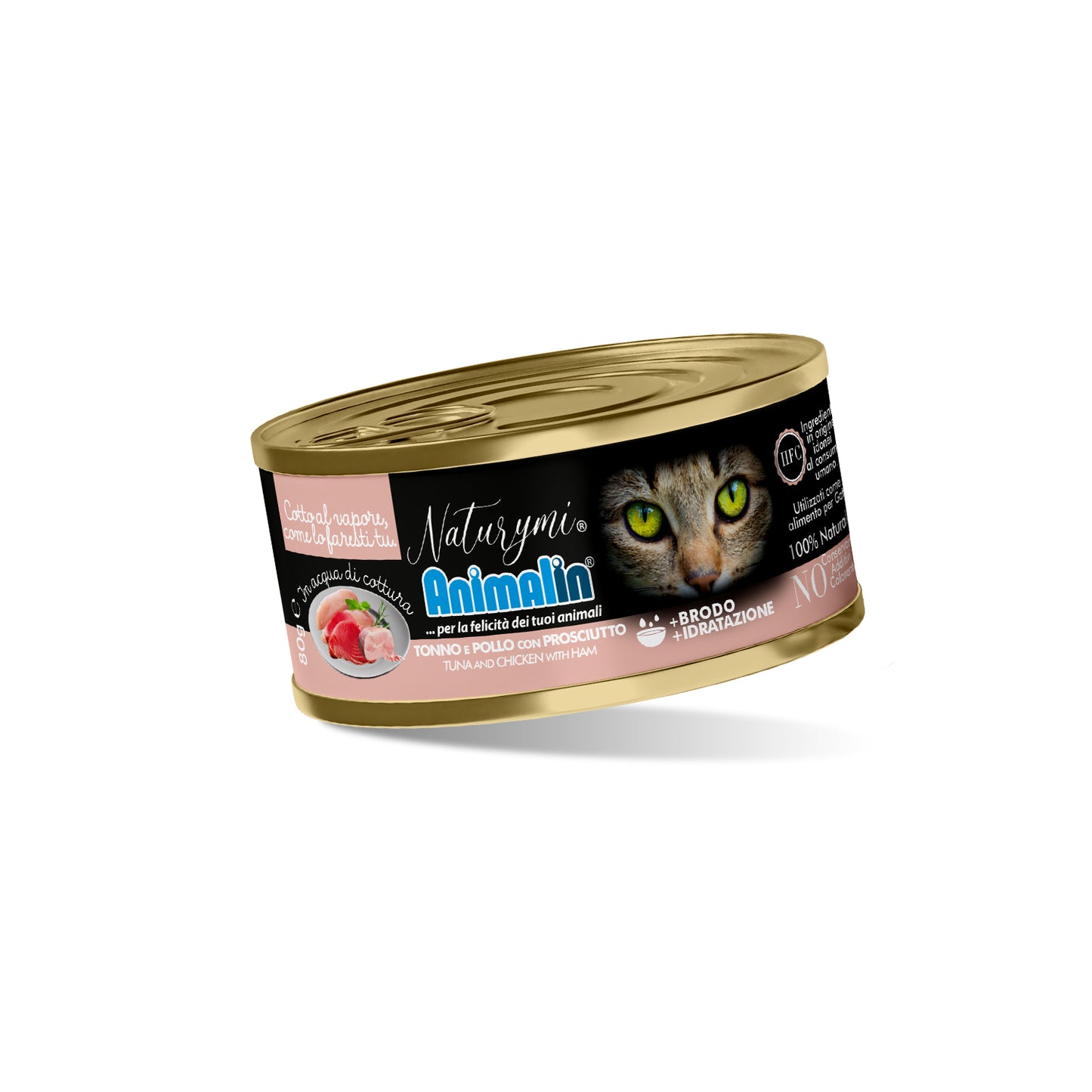 NATURYMI HFC TONNO E POLLO CON PROSCIUTTO IN ACQUA DI COTTURA 80 GR