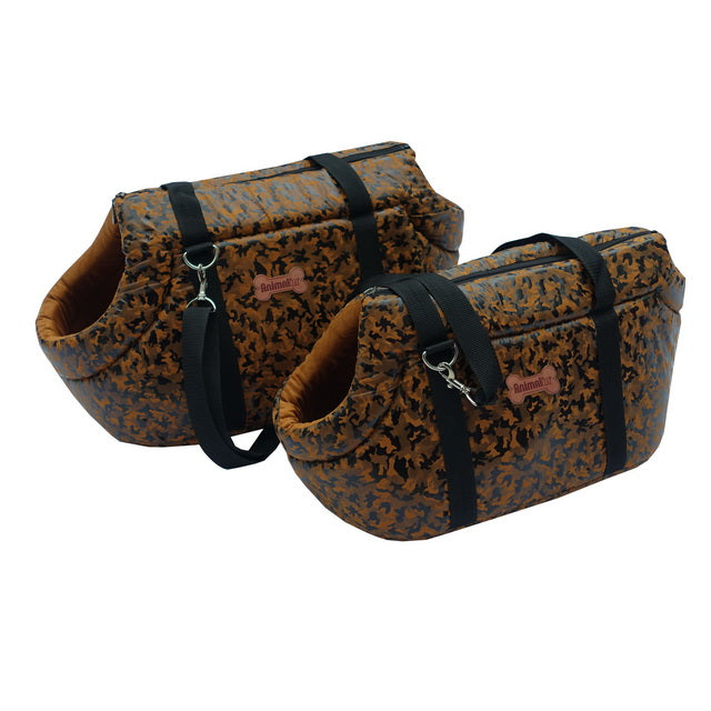 Borsetta luxury marrone leopardata per cani e gatti, borsa da passeggio in tessuto morbido