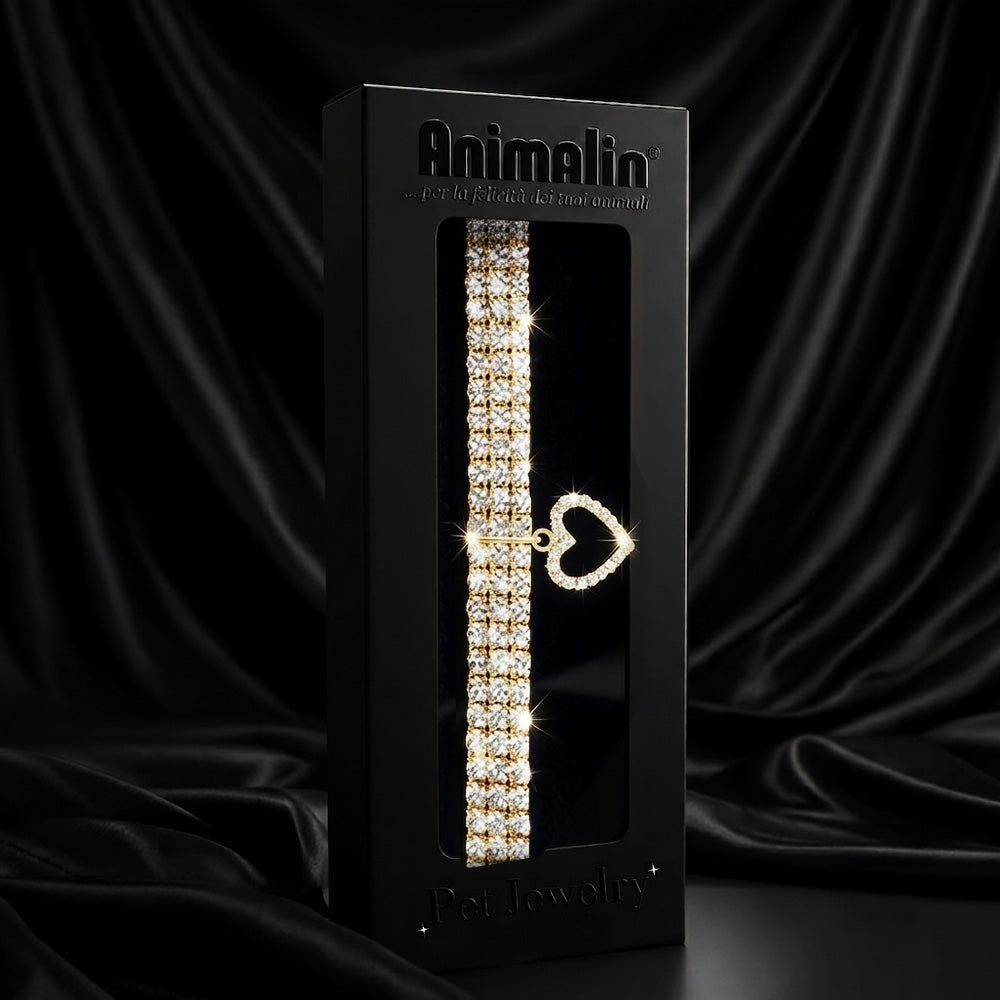 COLLARE GIOIELLO STRASS CUORE ORO