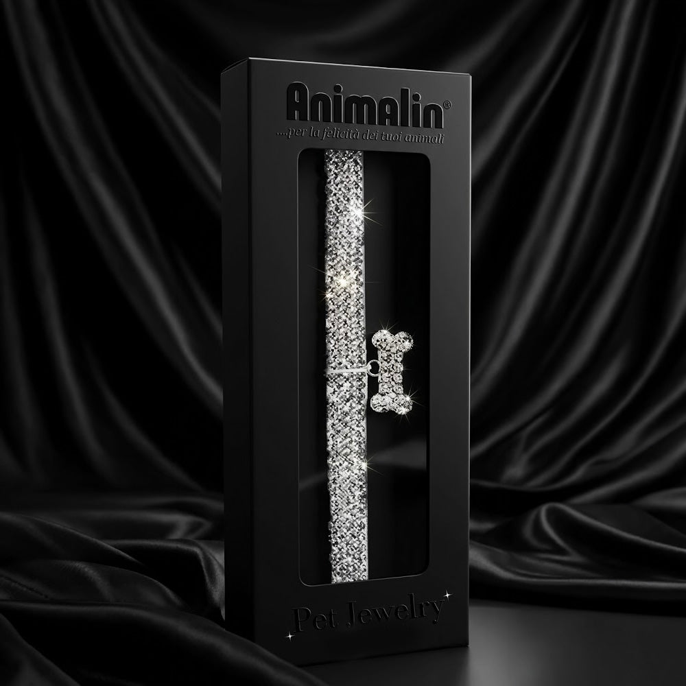 COLLARE GIOIELLO STRASS OSSO ARGENTO