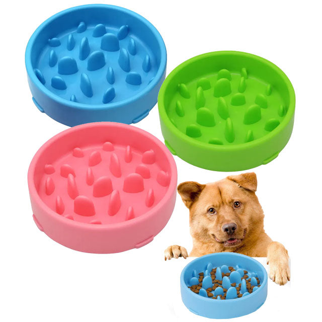 Ciotola mangia adagio per cani colori assortiti, 20 x 5 cm, con rialzamenti interni