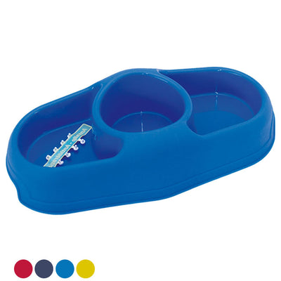 Ciotola tris antiscivolo per cani e gatti, 35,5 cm x 18,5 cm, capacità 1 litro