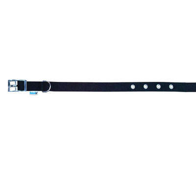 Collare in nylon nero regolabile per cani con fibbiette in metallo