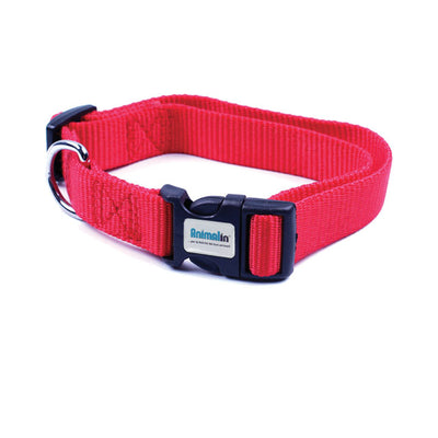 Collare nylon regolabile rosso per cani, con chiusura regolabile
