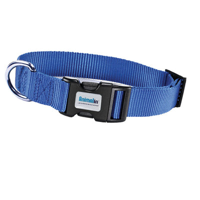 Collare nylon regolabile blu per cani, resistente e pratico
