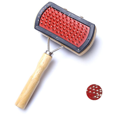 Cardatore in legno 2 in 1 con punte dritte per cani e gatti, 17 x 10 cm