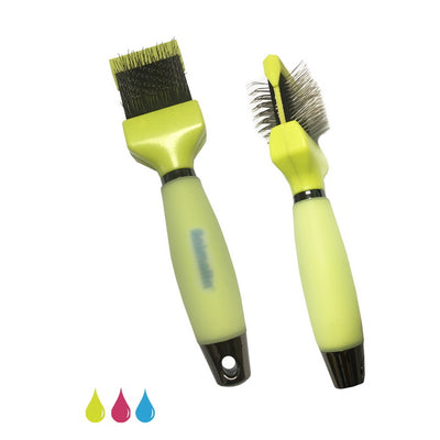 Cardatore 2in1 GelGlo per cani e gatti con manico ergonomico in silicone, doppia funzione