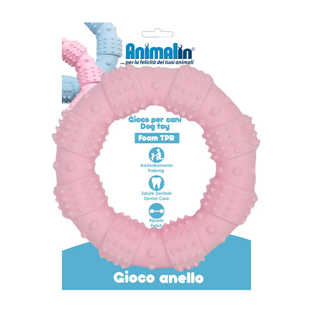 Gioco anello TPR mix color per cani piccoli e medi, 12 cm, resistente e non tossico