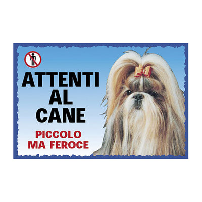 Cartello Shih Tzu in plastica stampato, dimensioni 23,5 x 16 cm, per segnalare la presenza del cane