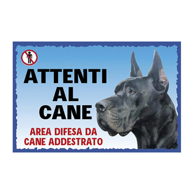 Cartello nero "Attenti al Cane" in plastica resistente, dimensioni 23,5 x 16 cm