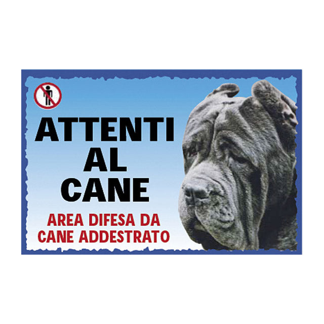Cartello Attenti al Cane in plastica resistente, dimensioni 23,5 x 16 cm, per mastino napoletano