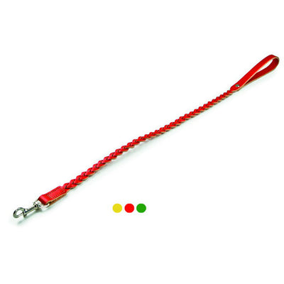 Guinzaglio in cuoio intrecciato colorato per cani, 14 mm x 800 mm, disponibile in giallo, verde e rosso