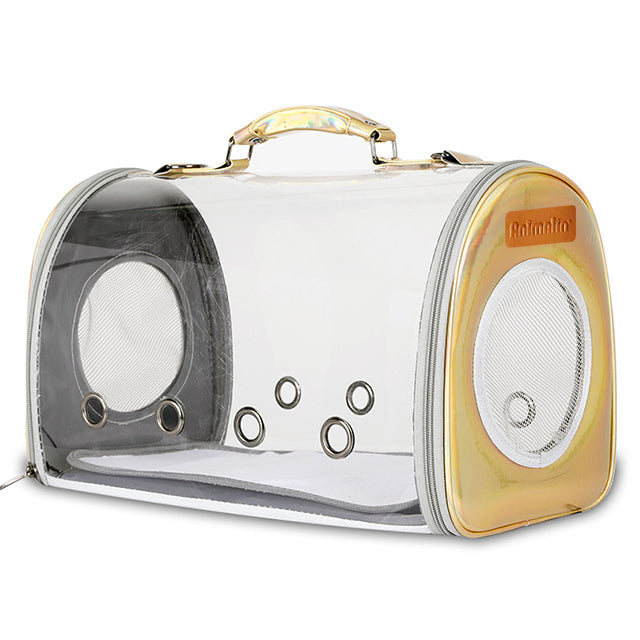 Borsa trasportino Crystal Gold in PVC trasparente per cani e gatti piccoli, 43 x 27 x 28 cm