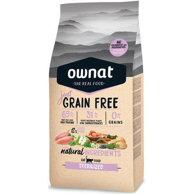 Mangime in crocchette Ownat Just Grain Free per gatti sterilizzati, sacco da 8 kg
