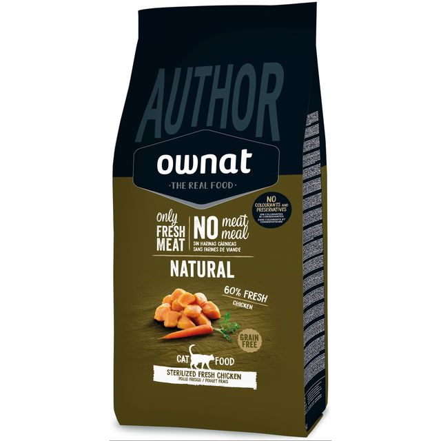 Mangime in crocchette per gatti sterilizzati OWNAT Author con pollo fresco, 1,5 kg