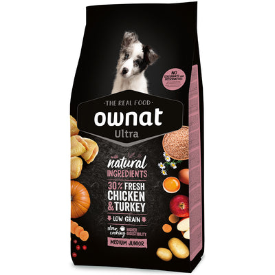 Ownat Ultra Medium Junior alimento secco per cuccioli di taglia media con pollo e tacchino