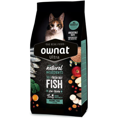 Mangime in crocchette per gatti senior OWNAT ULTRA AGEING FISH con pesce e salmone, 1,5 kg