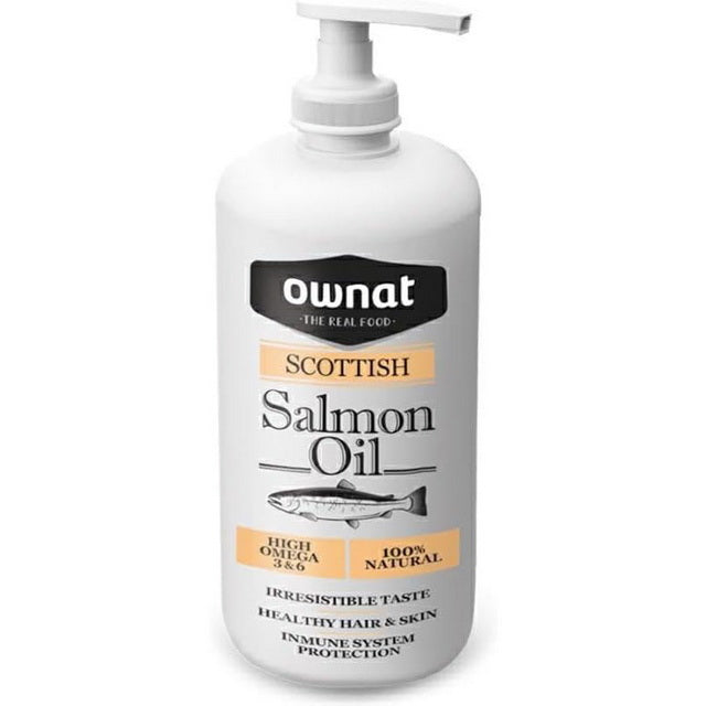 Olio di salmone OWNAT per cani e gatti, bottiglia da 250 ml ricca di Omega 3 e 6