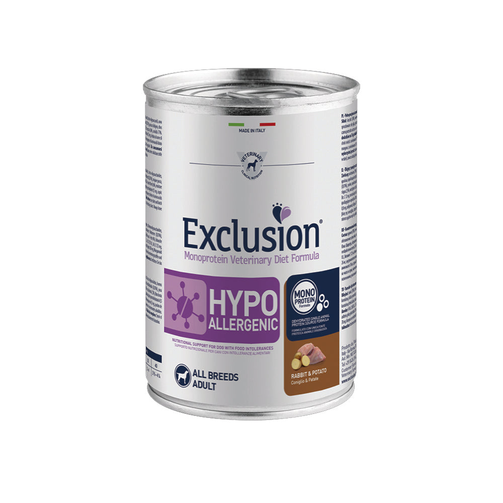 EXCLUSION WET DOG MONOPRO VET HYPO ADULT ALL BREED CONIGLIO 400 gr