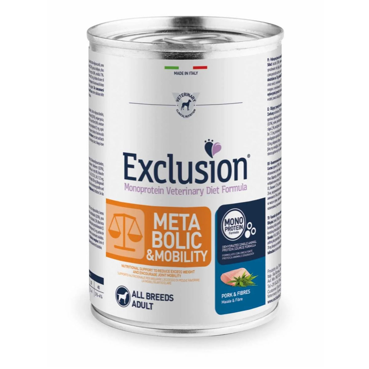 EXCLUSION WET DOG MONOPRO VET METABOLIC-MOBILITY ADULT ALL BREED MAIALE